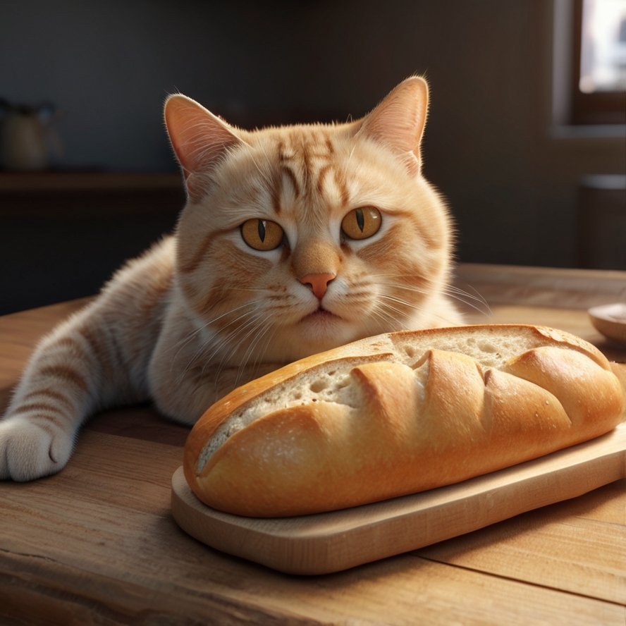 gato comendo pão